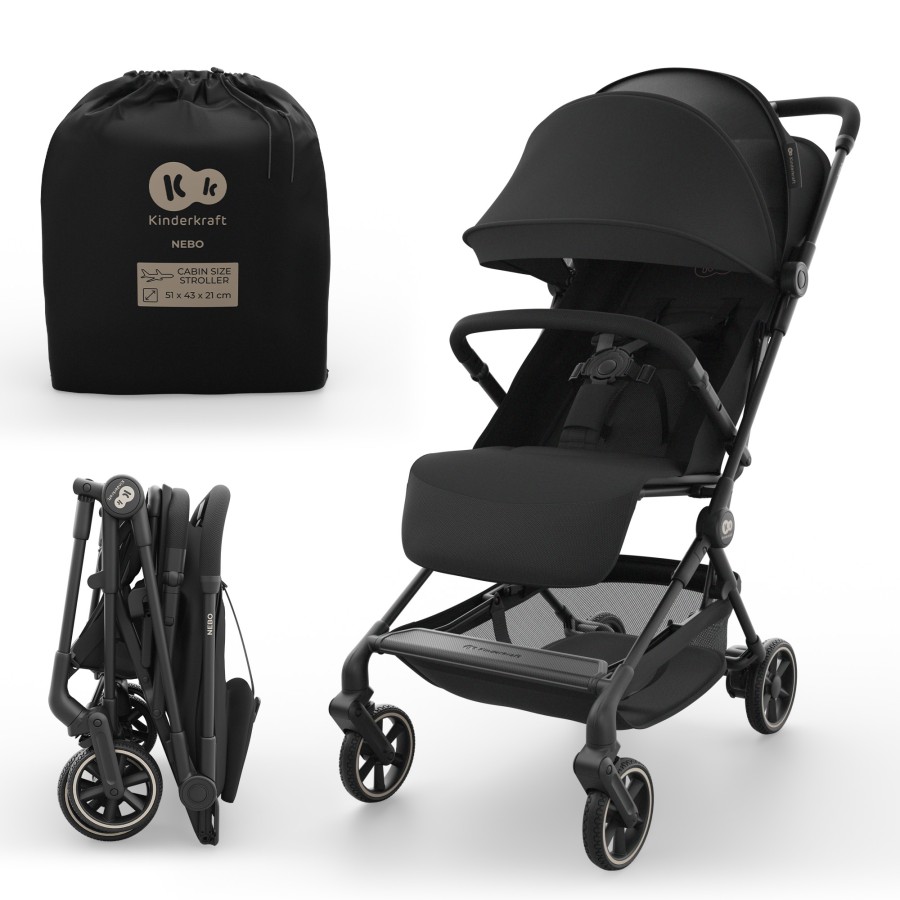 Καρότσι Ταξιδίου Ελαφρύ Cabin-size Kinderkraft NEBO Black για έως 22kg
