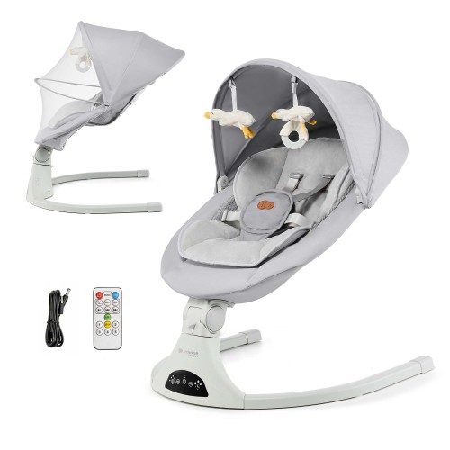 Ηλεκτρικό Ρηλάξ Μωρού με Κουνουπιέρα Kinderkraft TULSY Grey