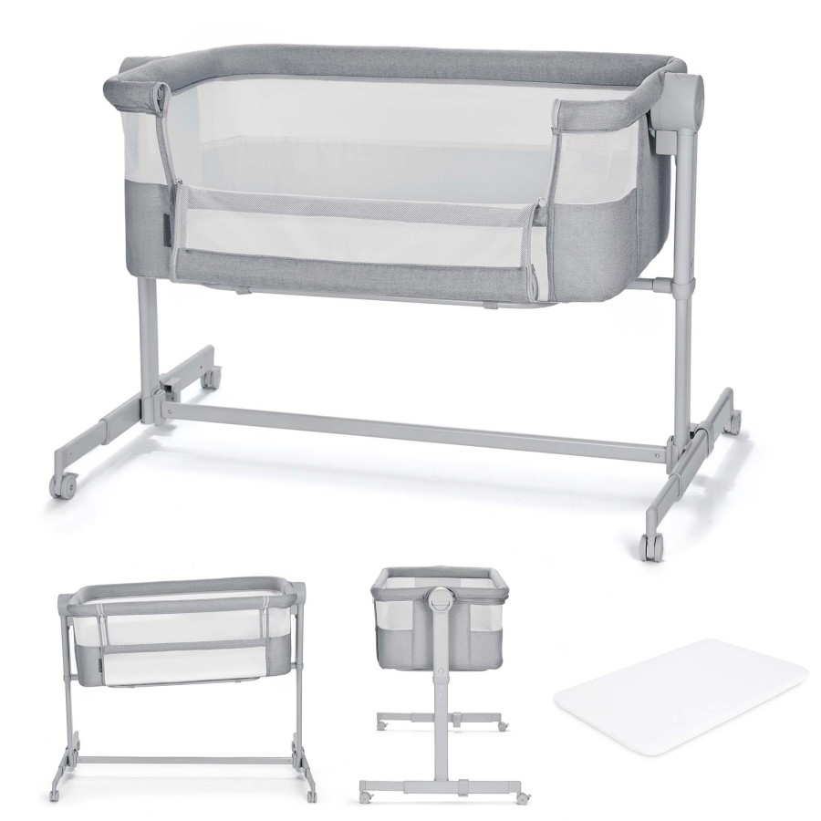 Ρυθμιζόμενο Βρεφικό Λίκνο με Στρώμα Kinderkraft NESTE UP 2 Light Grey