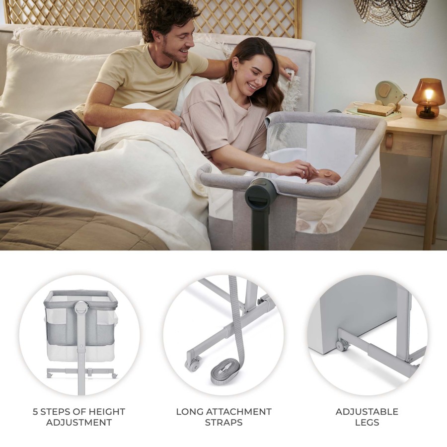 Ρυθμιζόμενο Βρεφικό Λίκνο με Στρώμα Kinderkraft NESTE UP 2 Light Grey