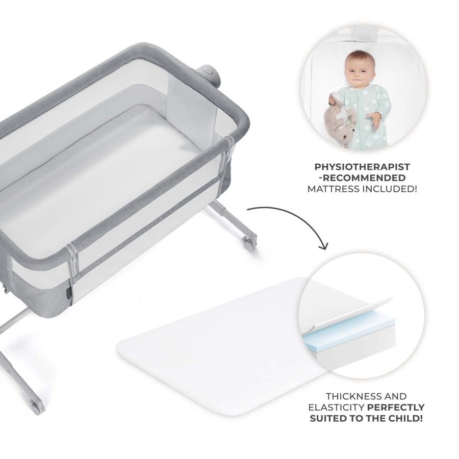 Ρυθμιζόμενο Βρεφικό Λίκνο με Στρώμα Kinderkraft NESTE UP 2 Light Grey