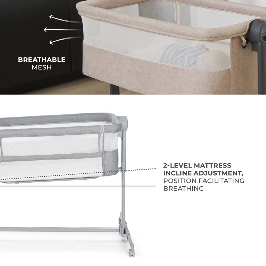 Ρυθμιζόμενο Βρεφικό Λίκνο με Στρώμα Kinderkraft NESTE UP 2 Light Grey