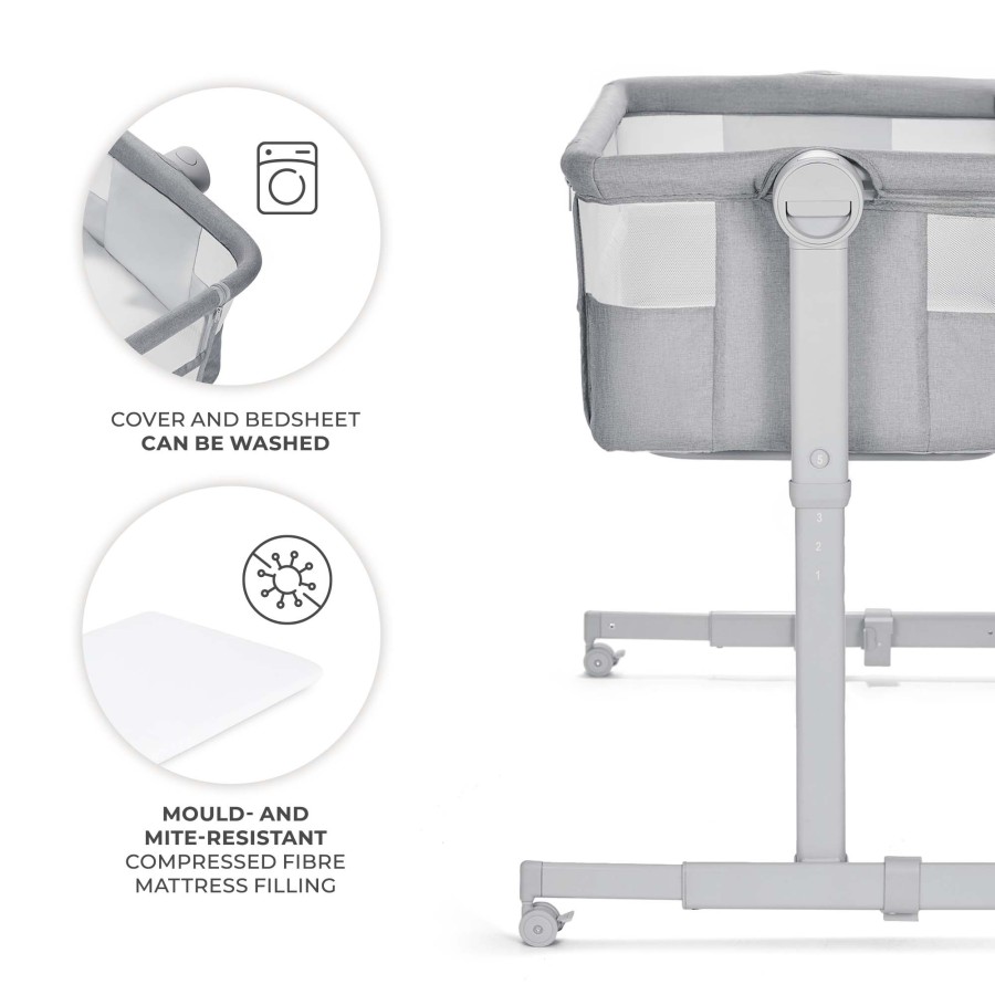 Ρυθμιζόμενο Βρεφικό Λίκνο με Στρώμα Kinderkraft NESTE UP 2 Light Grey