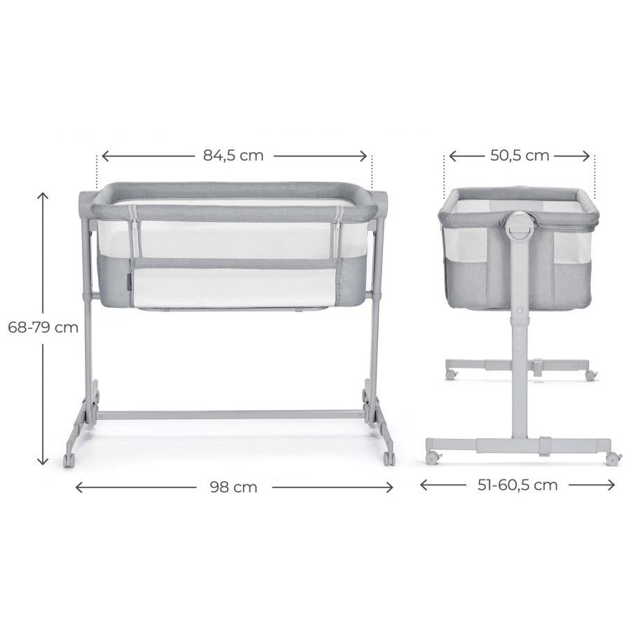 Ρυθμιζόμενο Βρεφικό Λίκνο με Στρώμα Kinderkraft NESTE UP 2 Light Grey