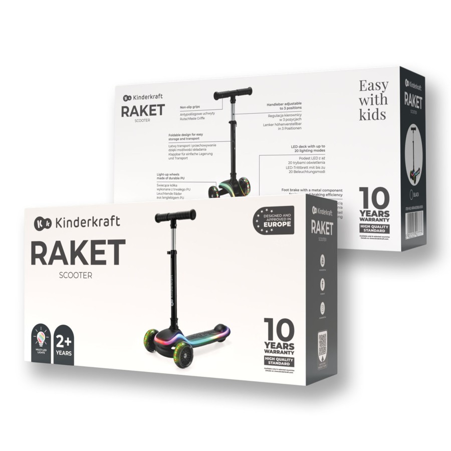 Παιδικό Τρίκυκλο Πατίνι με LED Φωτισμό Kinderkraft Raket Black