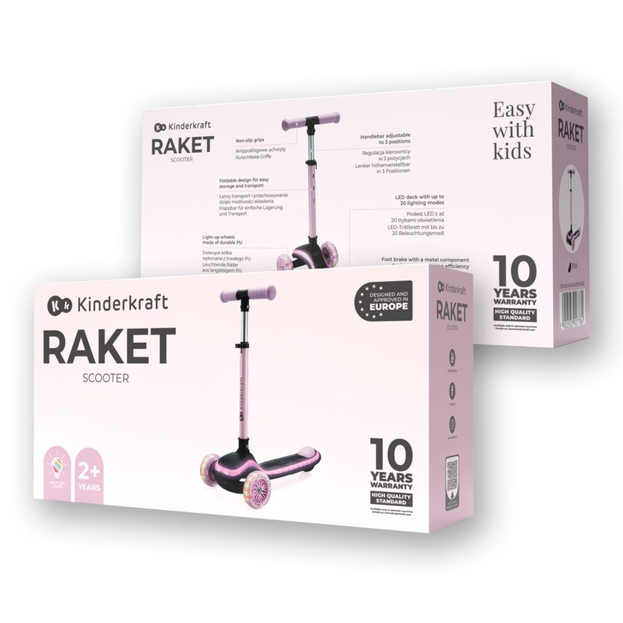 Παιδικό Τρίκυκλο Πατίνι με LED Φωτισμό Kinderkraft Raket Pink