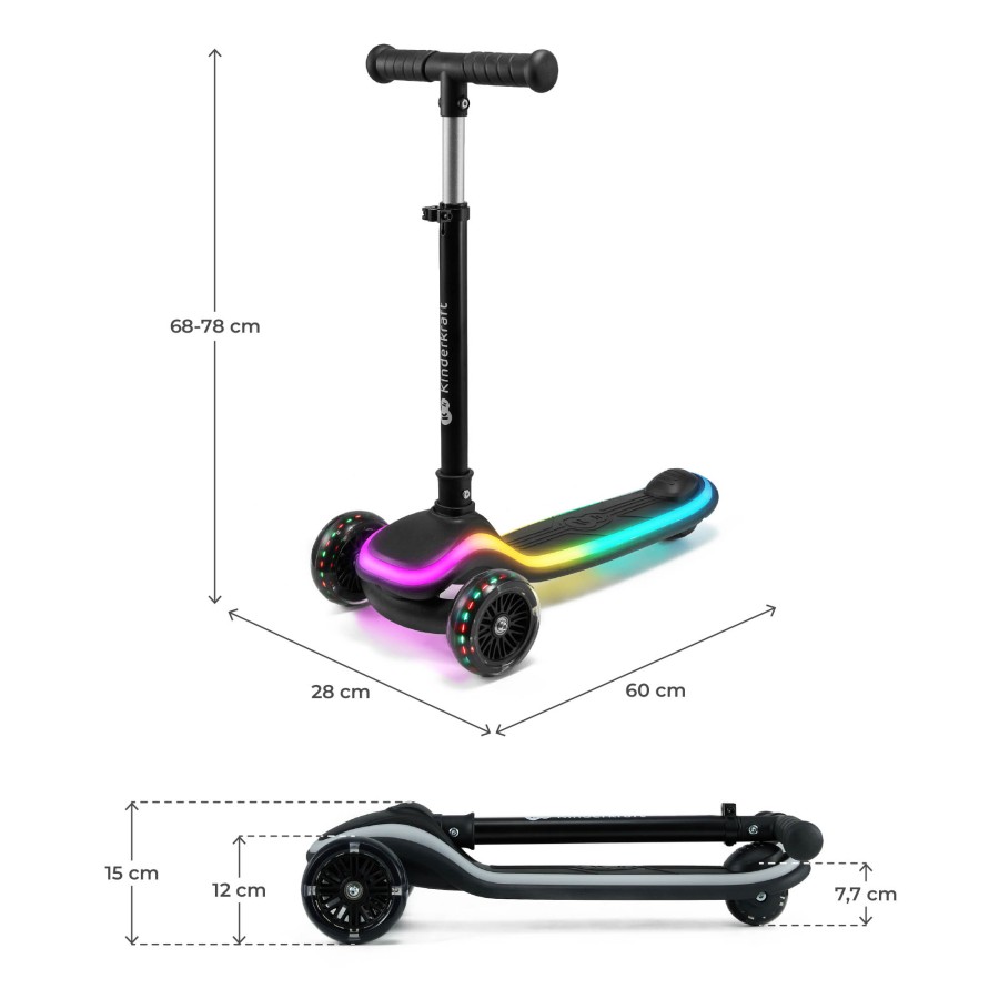 Παιδικό Τρίκυκλο Πατίνι με LED Φωτισμό Kinderkraft Raket Black