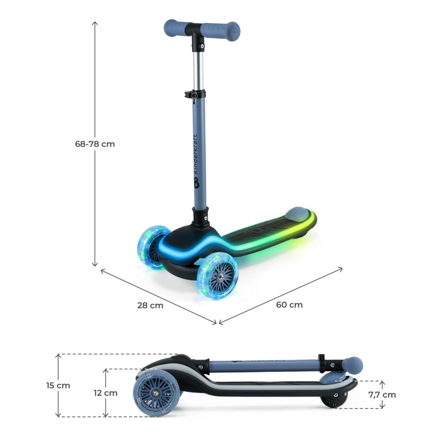 Παιδικό Τρίκυκλο Πατίνι με LED Φωτισμό Kinderkraft Raket Blue