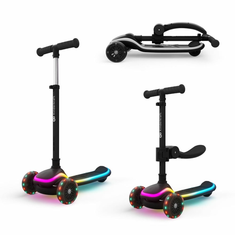 Πατίνι 2 σε 1 με Κάθισμα & LED Φωτισμό Kinderkraft RAKET UP Black