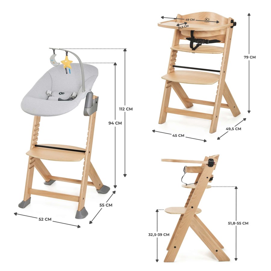 Σετ Καρέκλα Φαγητού - Ρηλάξ 2 Σε 1 Kinderkraft ENOCK + CALMEE Natural