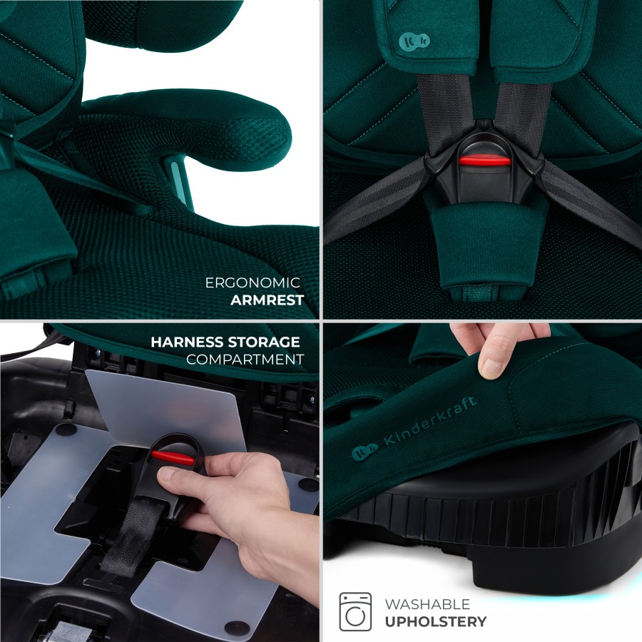 Παιδικό Κάθισμα Αυτοκινήτου Kinderkraft FIX2GO i-Size Green 76-150cm (15 μηνών-12 ετών)