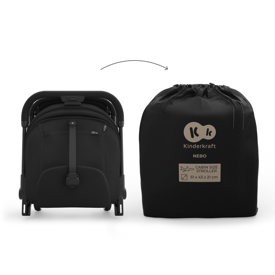 Καρότσι Ταξιδίου Ελαφρύ Cabin-size Kinderkraft NEBO Black για έως 22kg