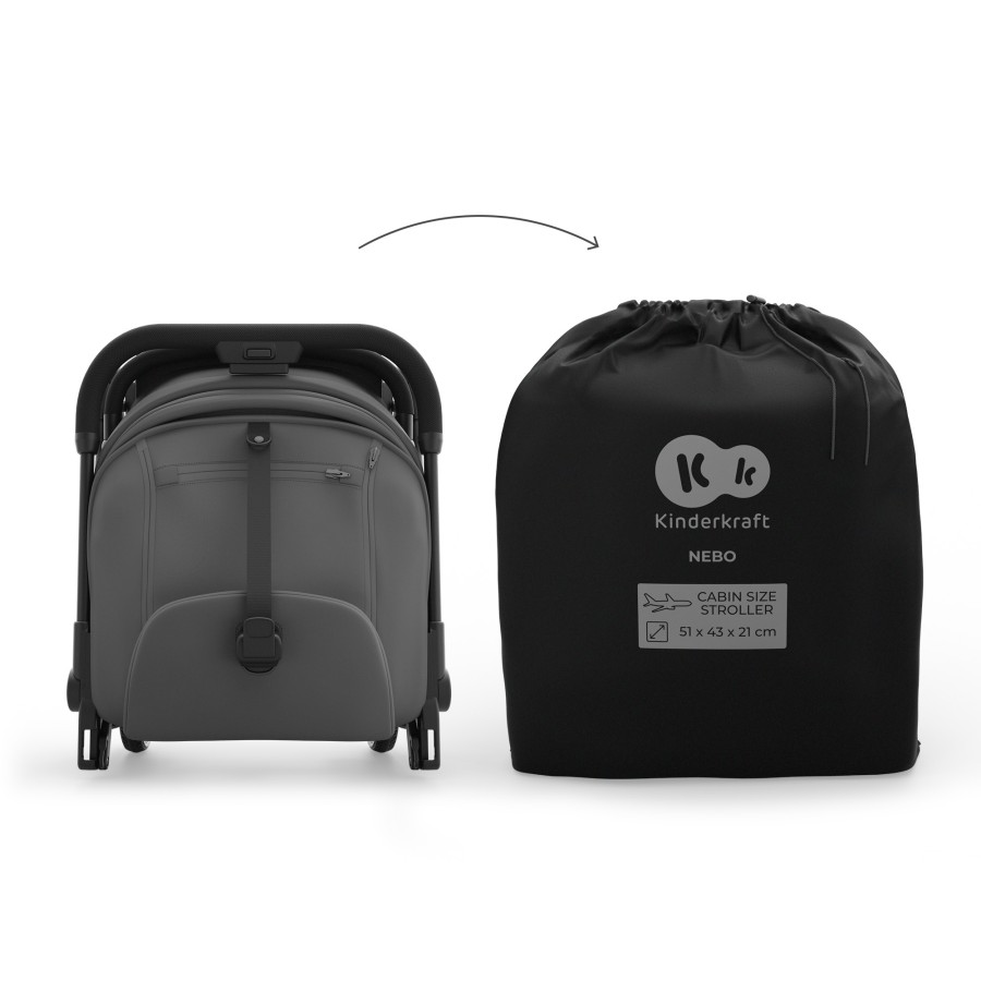 Καρότσι Ταξιδίου Ελαφρύ Cabin-size Kinderkraft NEBO Grey για έως 22kg