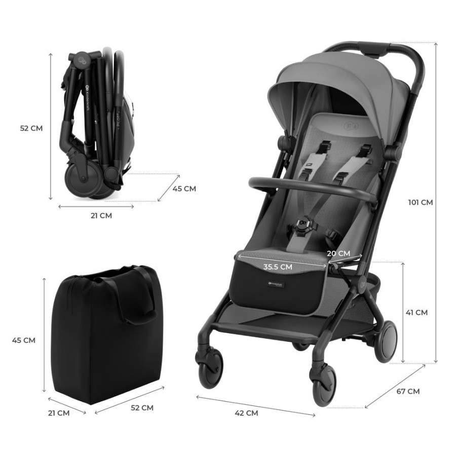 Καρότσι Ταξιδιού Cabin Size έως 22 kg Kinderkraft PILOT 2 Grey