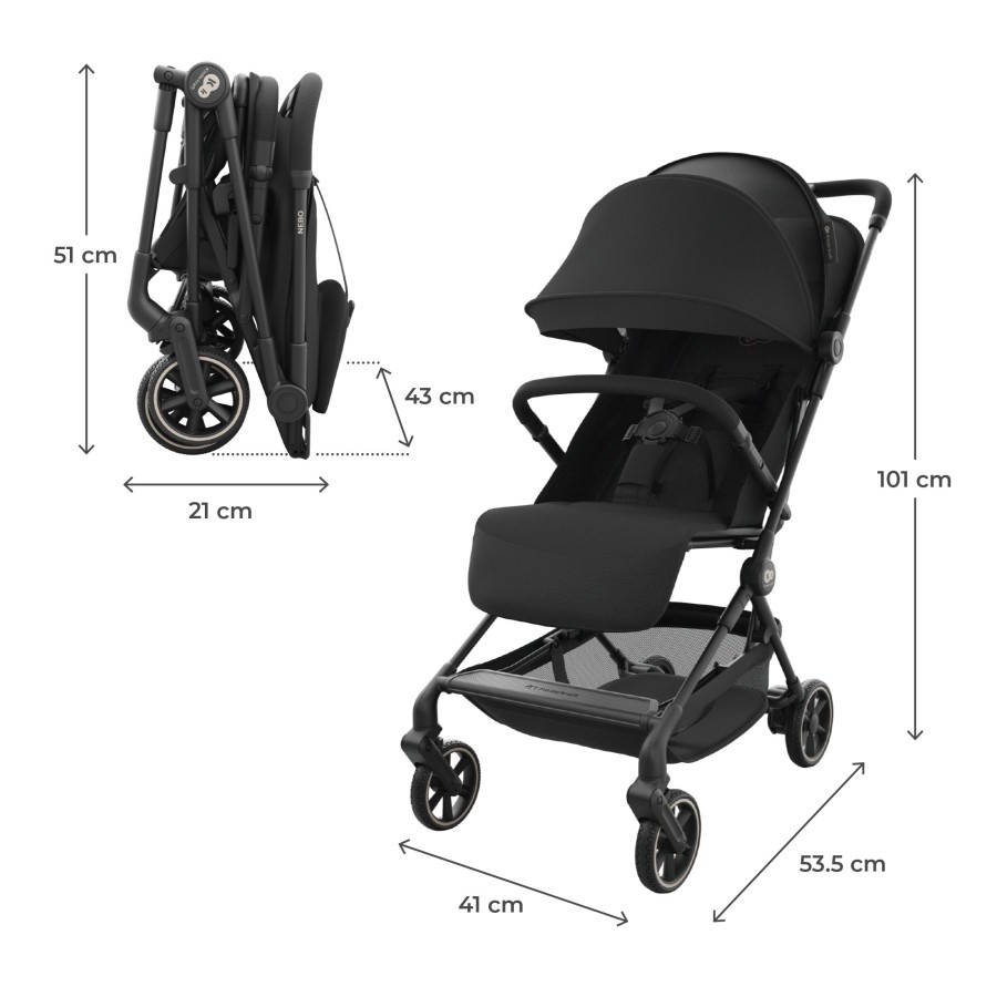 Καρότσι Ταξιδίου Ελαφρύ Cabin-size Kinderkraft NEBO Black για έως 22kg