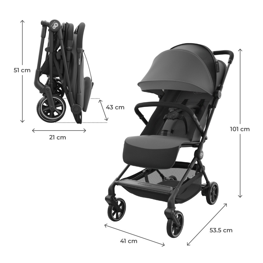 Καρότσι Ταξιδίου Ελαφρύ Cabin-size Kinderkraft NEBO Grey για έως 22kg