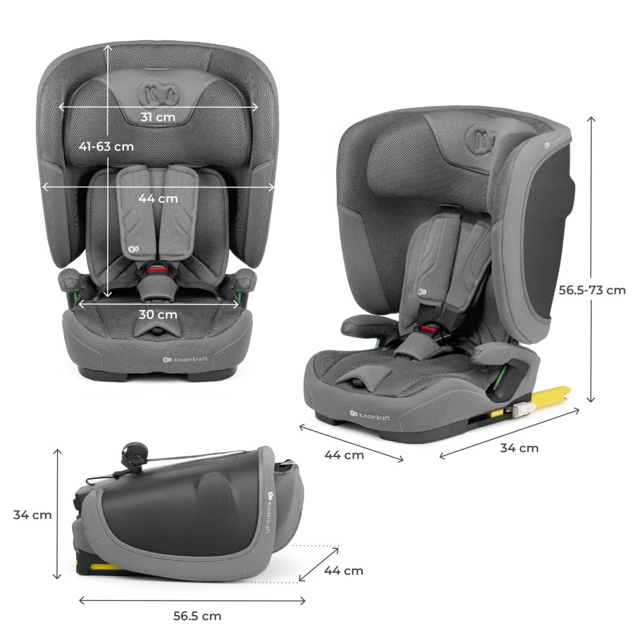 Παιδικό Κάθισμα Αυτοκινήτου Kinderkraft FIX2GO i-Size Grey 76-150cm (15 μηνών-12 ετών)