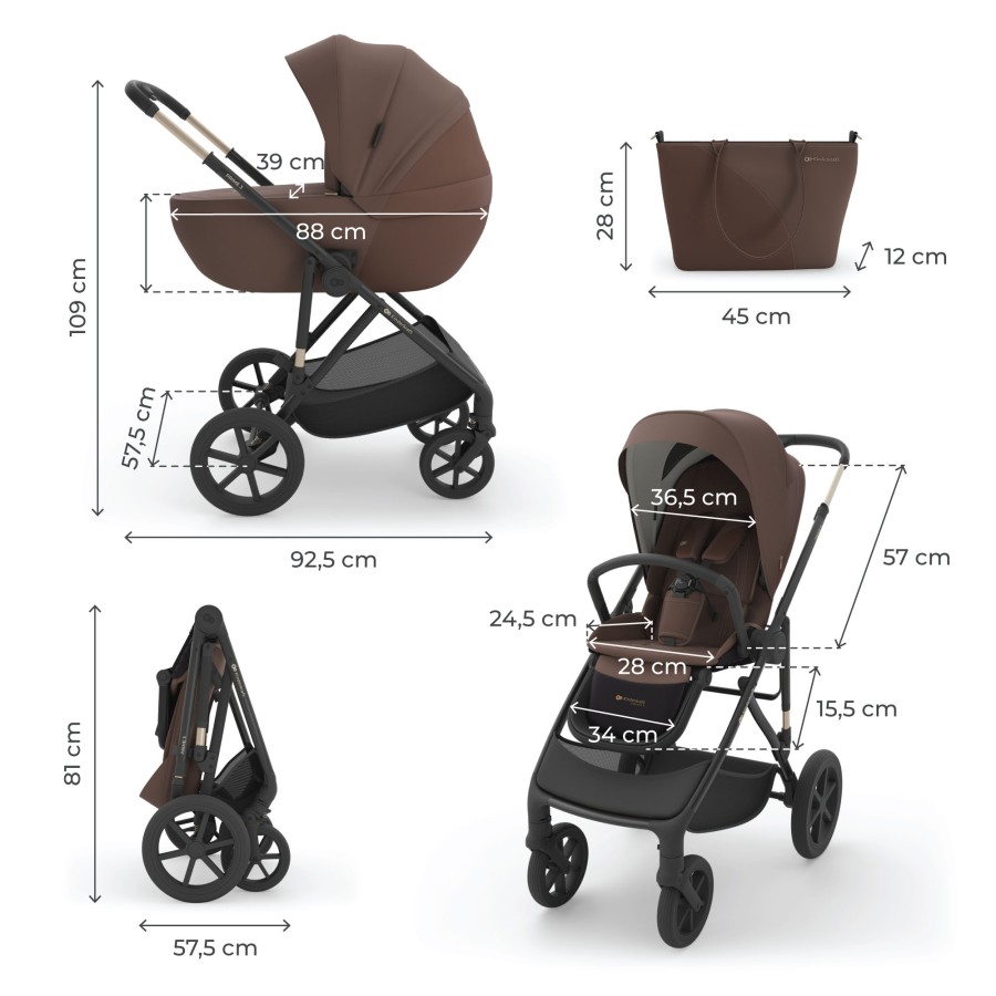 Παιδικό Σύστημα Μεταφοράς 3 σε 1 Kinderkraft PRIME 3 Brown με Κάθισμα Αυτοκινήτου & Πορτ-Μπεμπέ