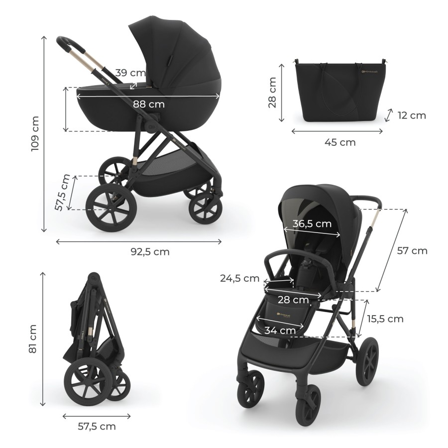 Παιδικό Σύστημα Μεταφοράς 3 σε 1 Kinderkraft PRIME 3 Black με Κάθισμα Αυτοκινήτου & Πορτ-Μπεμπέ