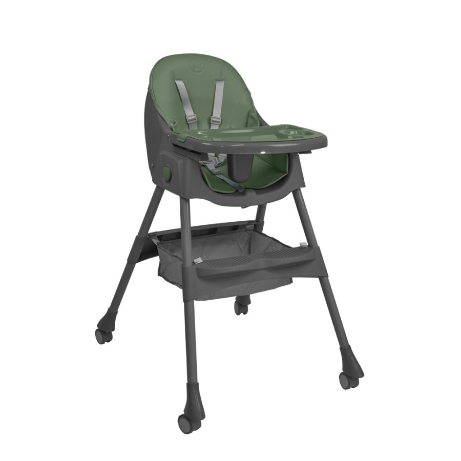 Bebe Stars Comfy 2 in 1 Καρεκλάκι Φαγητού Green με Ανάκλιση, Διπλό Δίσκο & Ζώνη 5 Σημείων