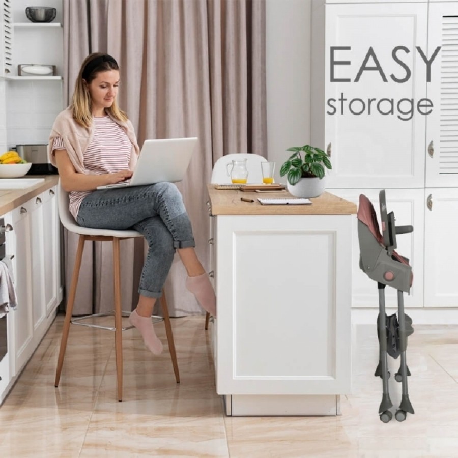 Bebe Stars Comfy 2 in 1 Καρεκλάκι Φαγητού Beige με Ανάκλιση, Διπλό Δίσκο & Ζώνη 5 Σημείων