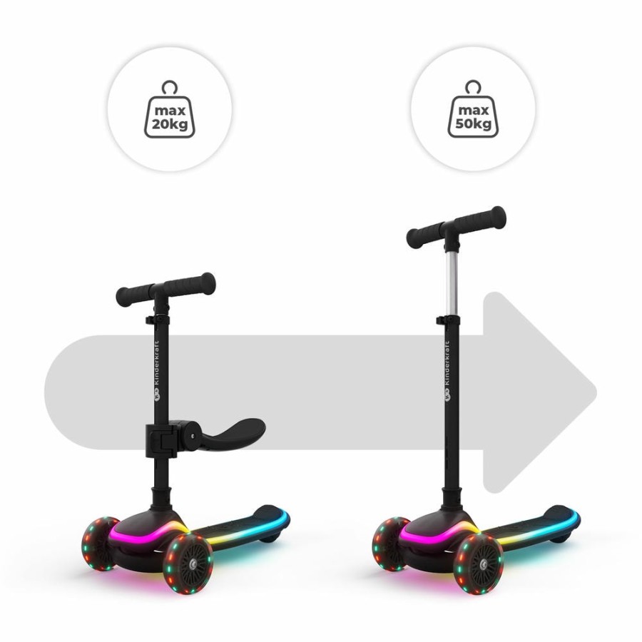 Πατίνι 2 σε 1 με Κάθισμα & LED Φωτισμό Kinderkraft RAKET UP Black