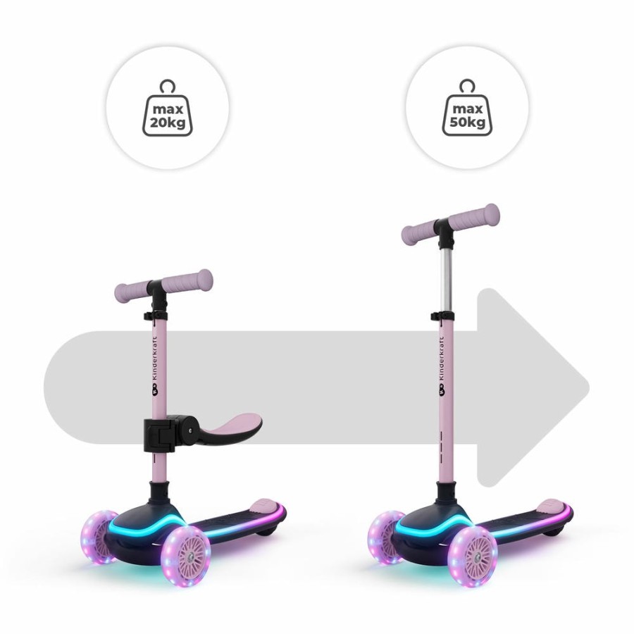 Πατίνι 2 σε 1 με Κάθισμα & LED Φωτισμό Kinderkraft RAKET UP Pink