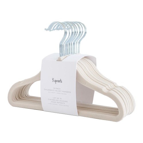 3 Sprouts Παιδικές Κρεμάστρες Αντιολισθητικές Beige 15τμχ.