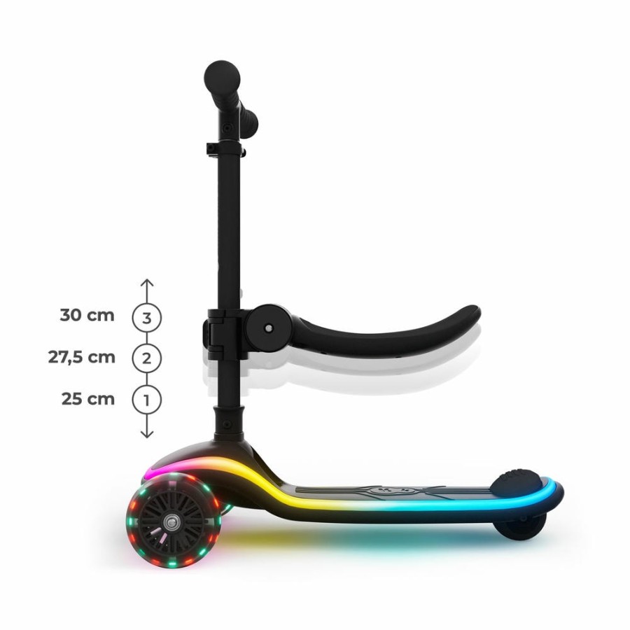 Πατίνι 2 σε 1 με Κάθισμα & LED Φωτισμό Kinderkraft RAKET UP Black