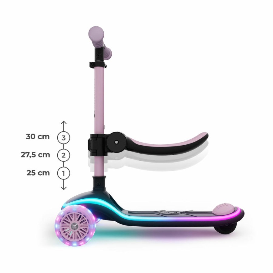Πατίνι 2 σε 1 με Κάθισμα & LED Φωτισμό Kinderkraft RAKET UP Pink