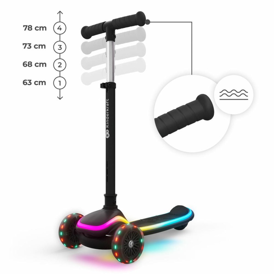 Πατίνι 2 σε 1 με Κάθισμα & LED Φωτισμό Kinderkraft RAKET UP Black
