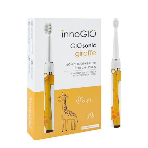 INNOGIO Sonic Παιδική Ηλεκτρική Οδοντόβουρτσα Giraffe για Παιδιά 3-12 Ετών – Επαναφορτιζόμενη με 4 Κεφαλές & USB Φόρτιση
