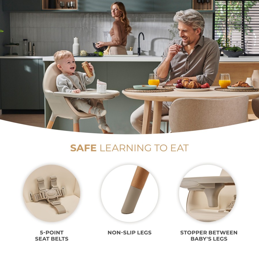 Παιδική Καρέκλα Φαγητού 2 σε 1 Kinderkraft Fini Beige