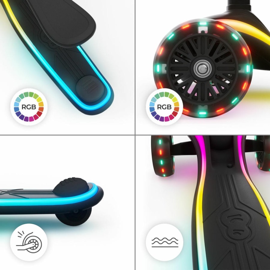 Πατίνι 2 σε 1 με Κάθισμα & LED Φωτισμό Kinderkraft RAKET UP Black