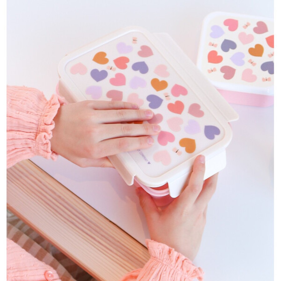 Παιδικό Δοχείο Φαγητού Bento με Χωρίσματα 1.2L A Little Lovely Company Hearts