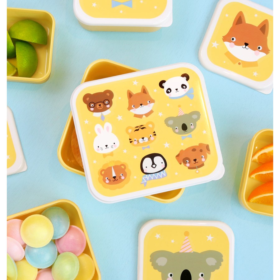 A Little Lovely Company Σετ 4 Παιδικά Δοχεία Φαγητού Lunch & Snack Box Animal Friends