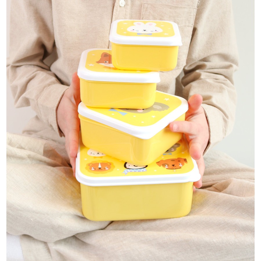 A Little Lovely Company Σετ 4 Παιδικά Δοχεία Φαγητού Lunch & Snack Box Animal Friends