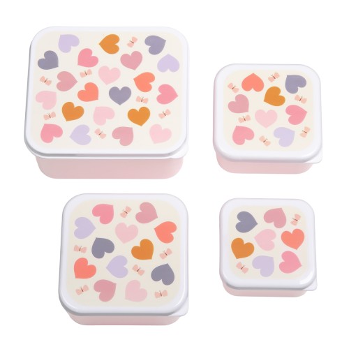 Σετ 4 Παιδικά Δοχεία Φαγητού Lunch & Snack Box A Little Lovely Company Hearts