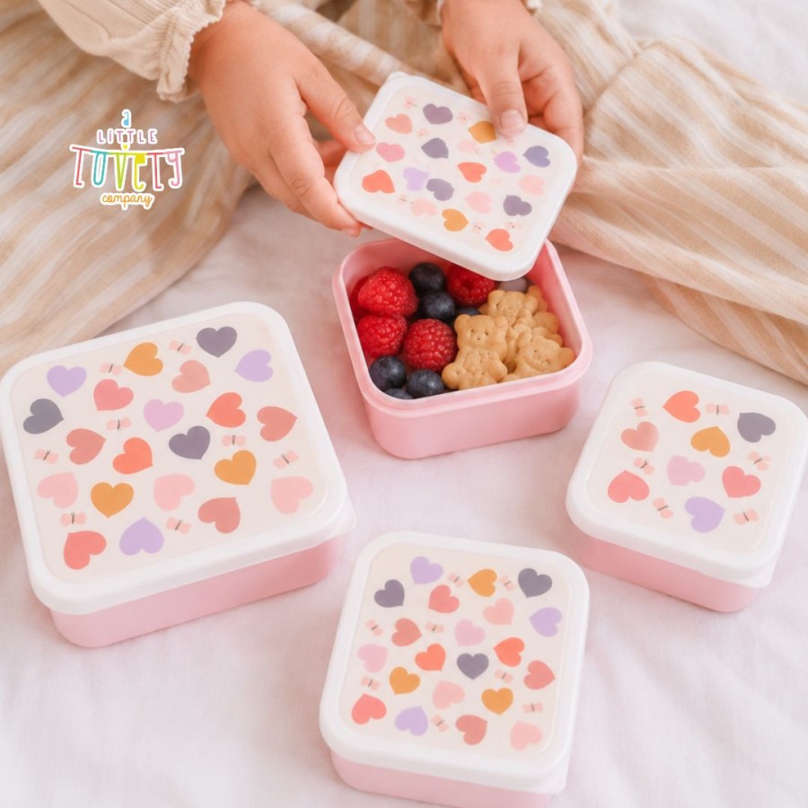 Σετ 4 Παιδικά Δοχεία Φαγητού Lunch & Snack Box A Little Lovely Company Hearts