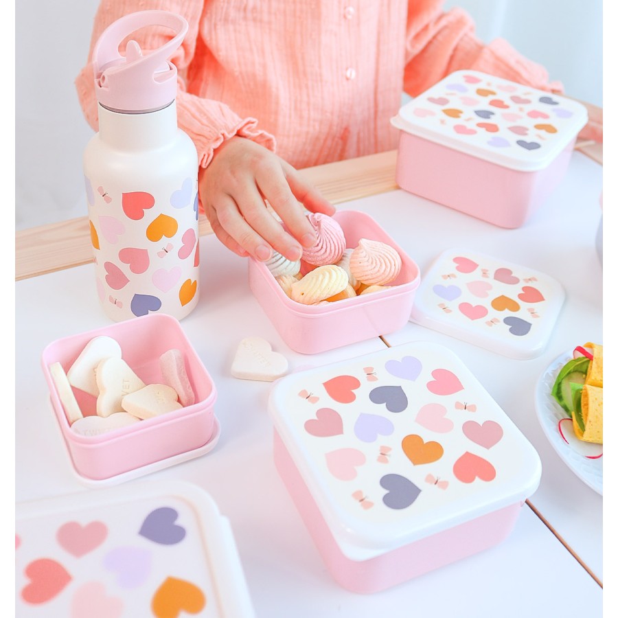 Σετ 4 Παιδικά Δοχεία Φαγητού Lunch & Snack Box A Little Lovely Company Hearts