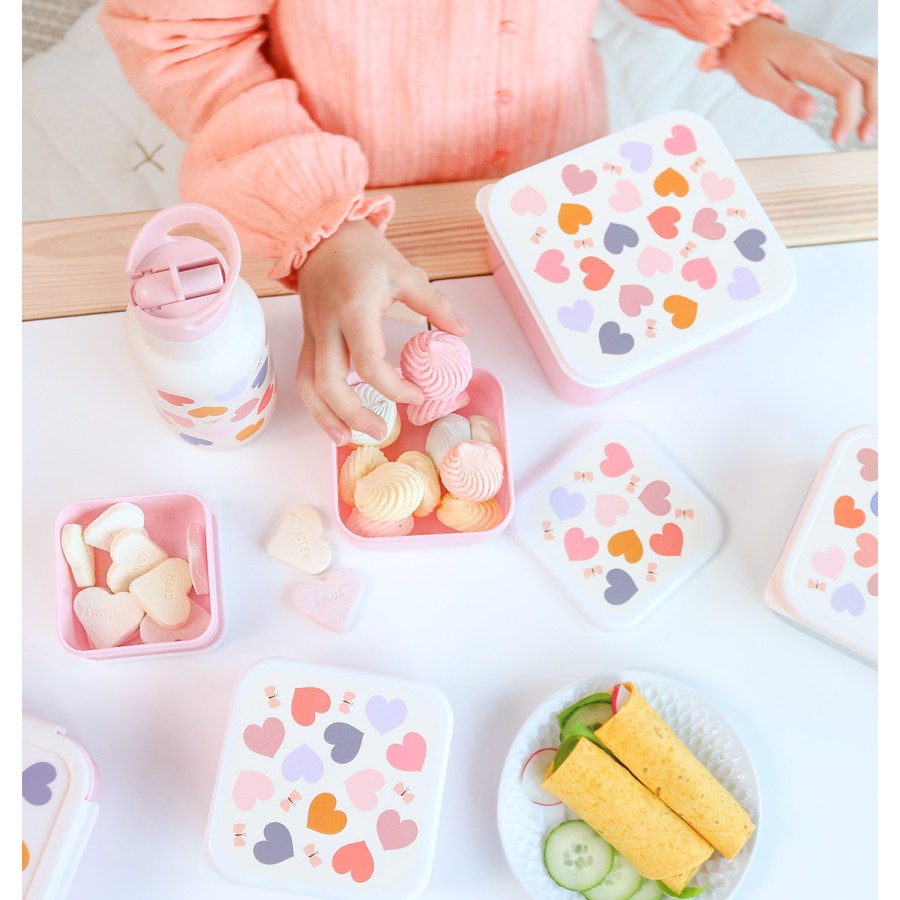 Σετ 4 Παιδικά Δοχεία Φαγητού Lunch & Snack Box A Little Lovely Company Hearts
