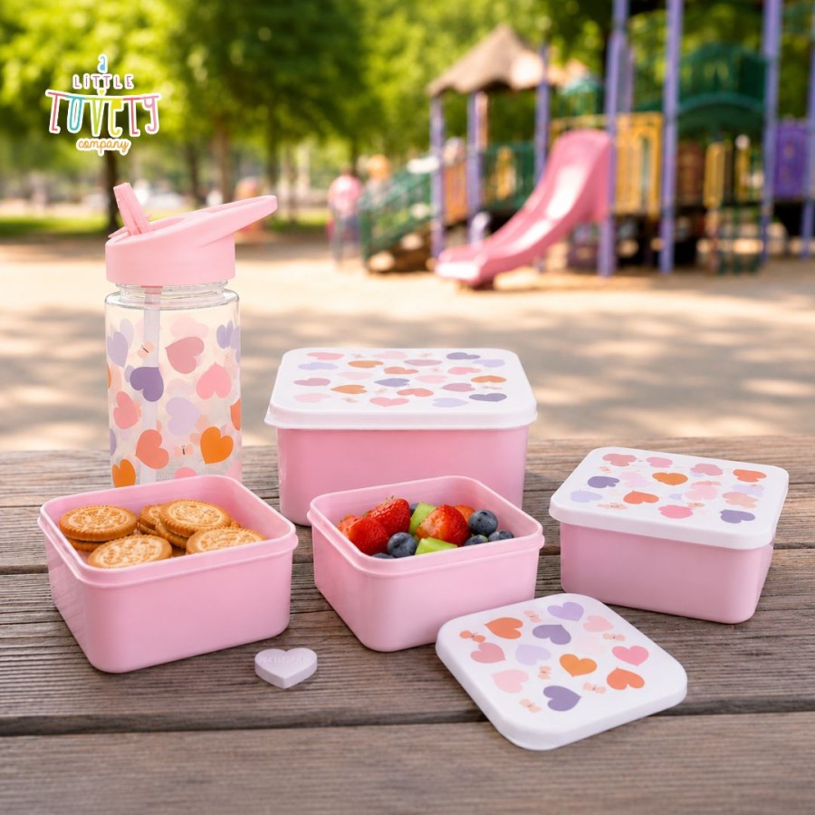 Σετ 4 Παιδικά Δοχεία Φαγητού Lunch & Snack Box A Little Lovely Company Hearts