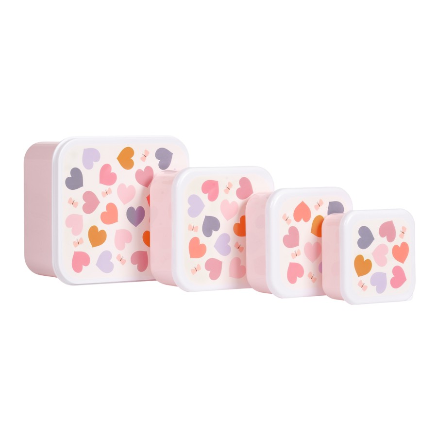 Σετ 4 Παιδικά Δοχεία Φαγητού Lunch & Snack Box A Little Lovely Company Hearts