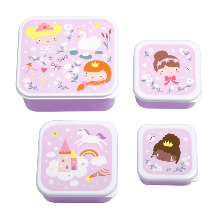 Σετ 4 Παιδικά Δοχεία Φαγητού Lunch & Snack Box A Little Lovely Company Princesses