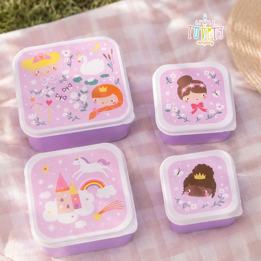 Σετ 4 Παιδικά Δοχεία Φαγητού Lunch & Snack Box A Little Lovely Company Princesses