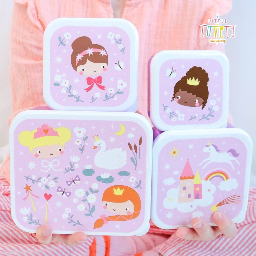 Σετ 4 Παιδικά Δοχεία Φαγητού Lunch & Snack Box A Little Lovely Company Princesses
