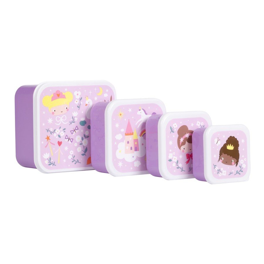 Σετ 4 Παιδικά Δοχεία Φαγητού Lunch & Snack Box A Little Lovely Company Princesses