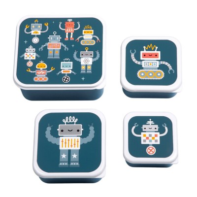 Σετ 4 Παιδικά Δοχεία Φαγητού Lunch & Snack Box A Little Lovely Company Robots