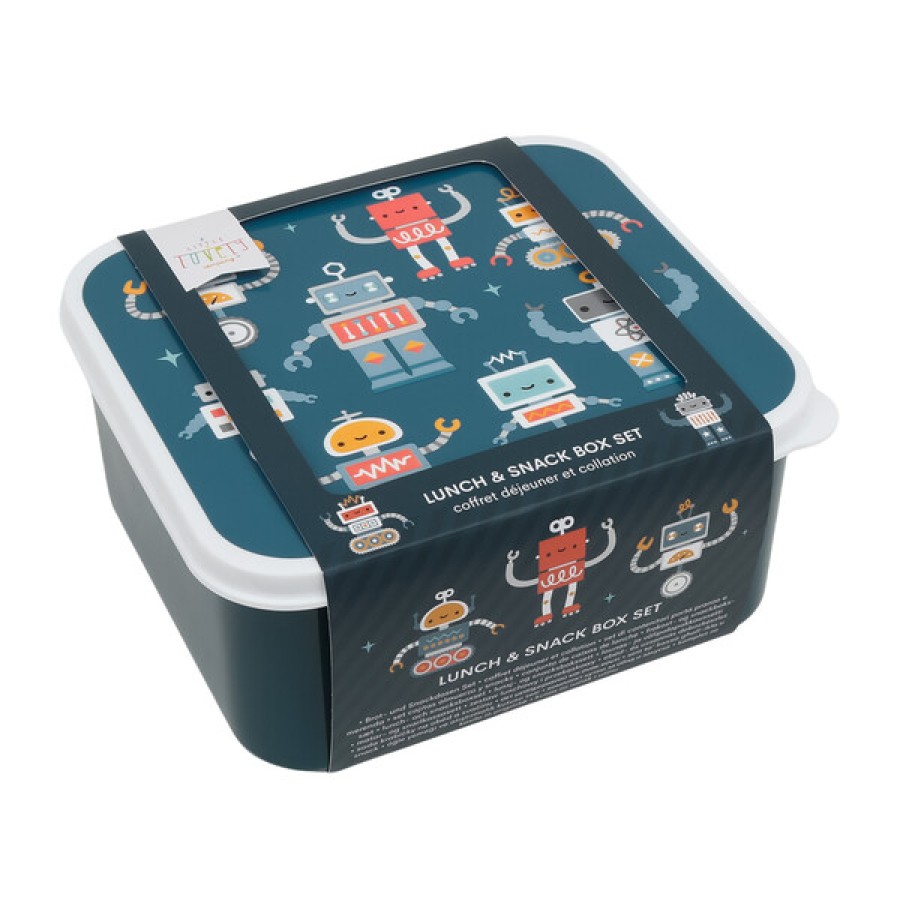 Σετ 4 Παιδικά Δοχεία Φαγητού Lunch & Snack Box A Little Lovely Company Robots