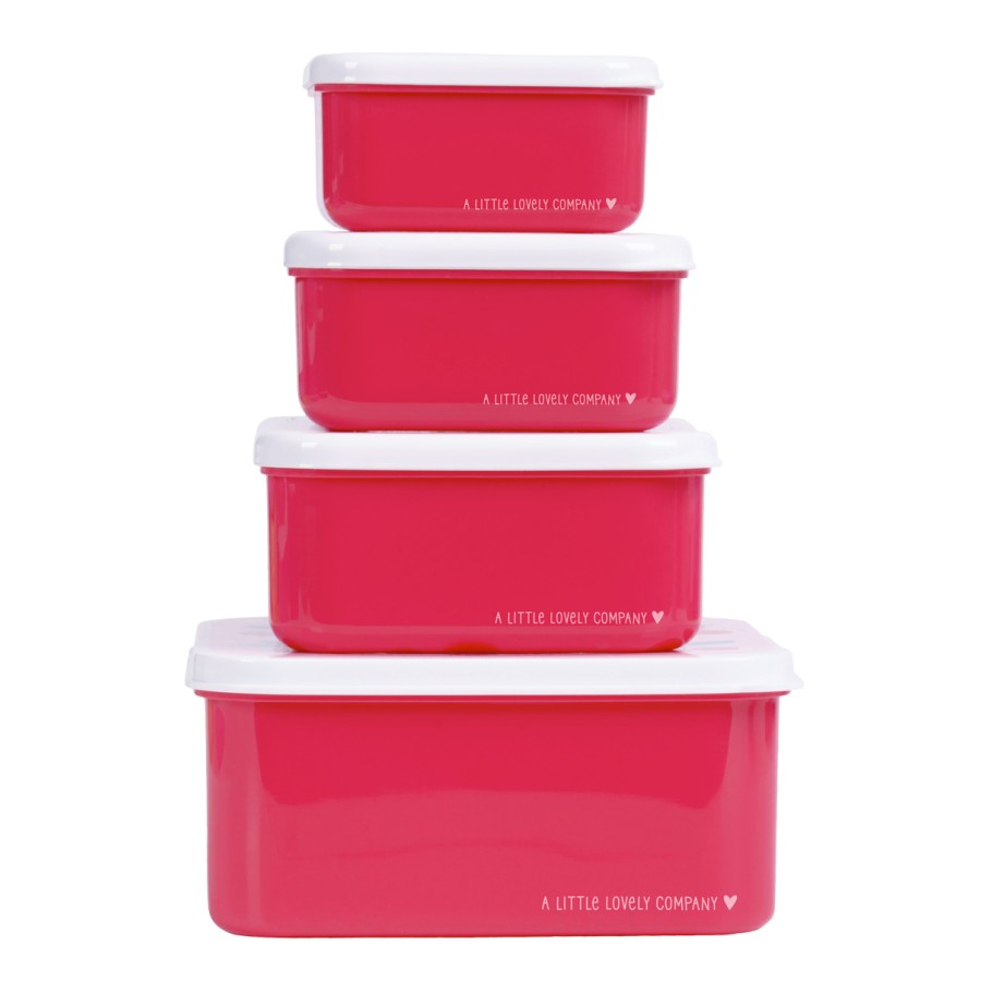 A Little Lovely Company Σετ 4 Παιδικά Δοχεία Φαγητού Lunch & Snack Box Cherries